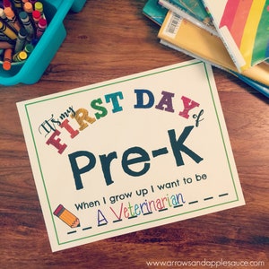 First Day of School Pre-K to 12th Grade Printable Sign, Photo Prop, Preschool To High School, Photography Kids Activities, School Keepsake