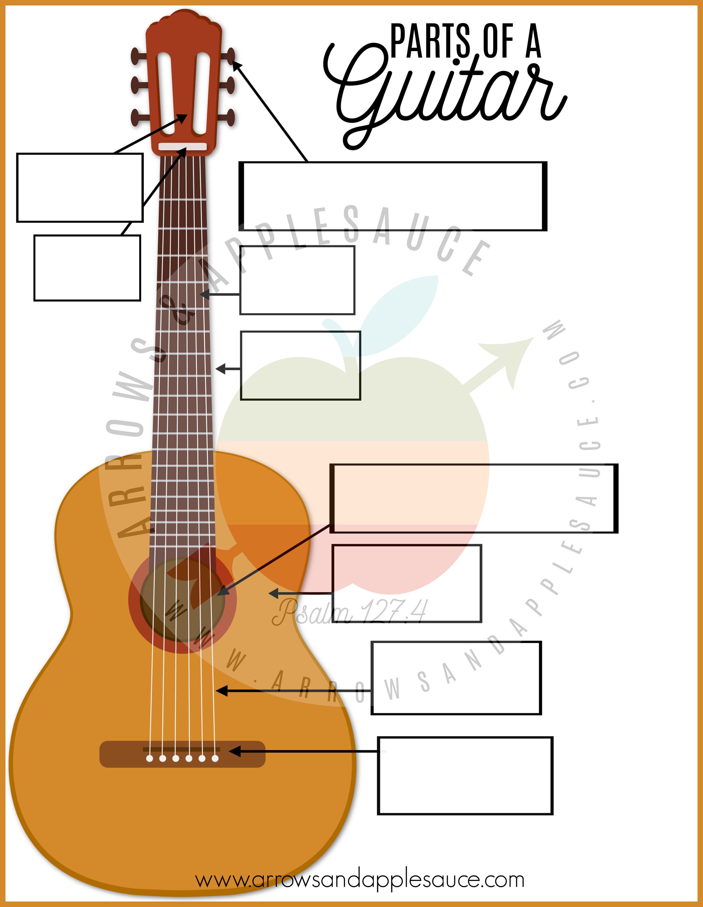 Guitar Parts Printable Memory Game Learning Guitar Beginner Etsy