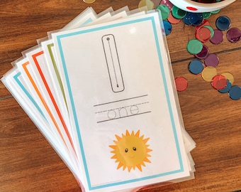 Número 1-20 Flashcards de gran tamaño, tarjetas de conteo Jumbo imprimibles, esteras de números de plastilina, matemáticas preescolares, actividad de educación en el hogar aprender a contar