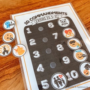 Ten Commandments Printable Memory Game, Kids Activity, Bible Verse, Educational Tool, Homeschool, Sunday School, Preschool, Emojis