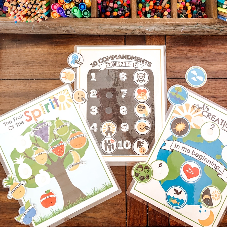 Bible Activity Bundle, Ten Commandments, Days Of Creation, Fruit Of The Spirit, Preschool Kindergarten Activities, Homeschool Printables image 1