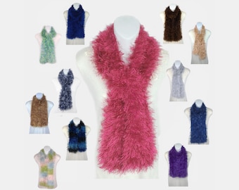 Plush Eyelash Hand-Knit Scarves - Light-Weight - Fun Fur
