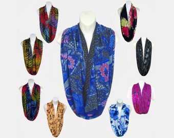 Assorted Print Infinity Scarves - Wide - Light-Weight Rayon