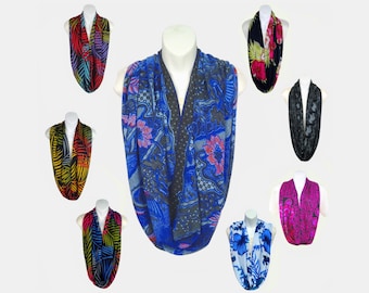 Assorted Print Infinity Scarves - Wide - Light-Weight Rayon