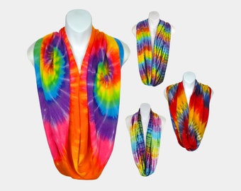 Rainbow Tie-Dye Infinity Scarf