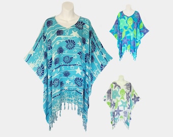 Sea Life Poncho Top with Fringe