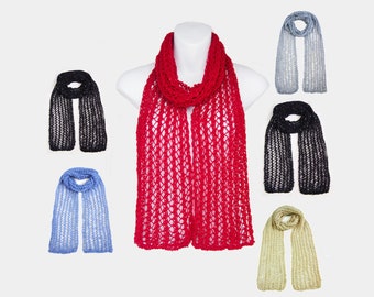 Sparkling Lacy Hand-Knit Holiday  Scarf with Sequins