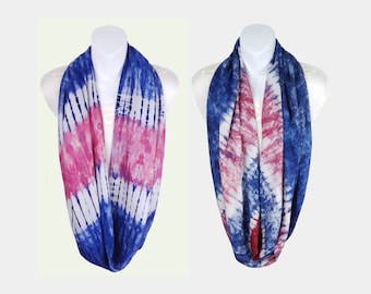 Red, White and Blue Tie-Dye Infinity Scarf