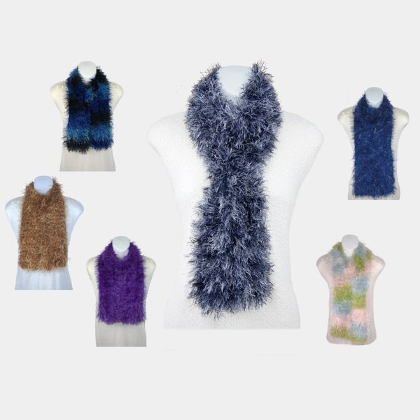 Plush Eyelash Hand-Knit Scarves - Light-Weight - Fun Fur