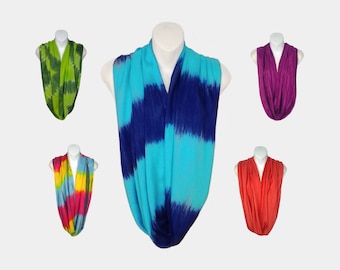 Long Tie-Dye Infinity Scarves - Colorful and Light-Weight