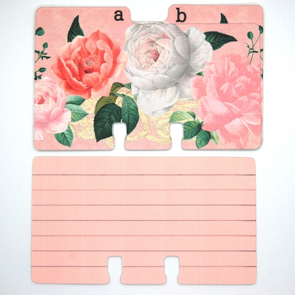 Rolodex Dividers - 1 Letter Per Card - Shabby Rose
