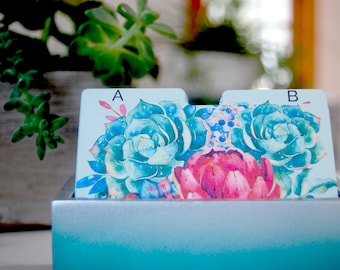 Rolodex Dividers 1 Letter Per Card - Succulent Print