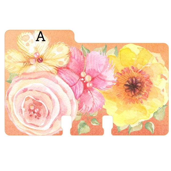 Rolodex Dividers - 1 Letter Per Card - Watercolor Floral
