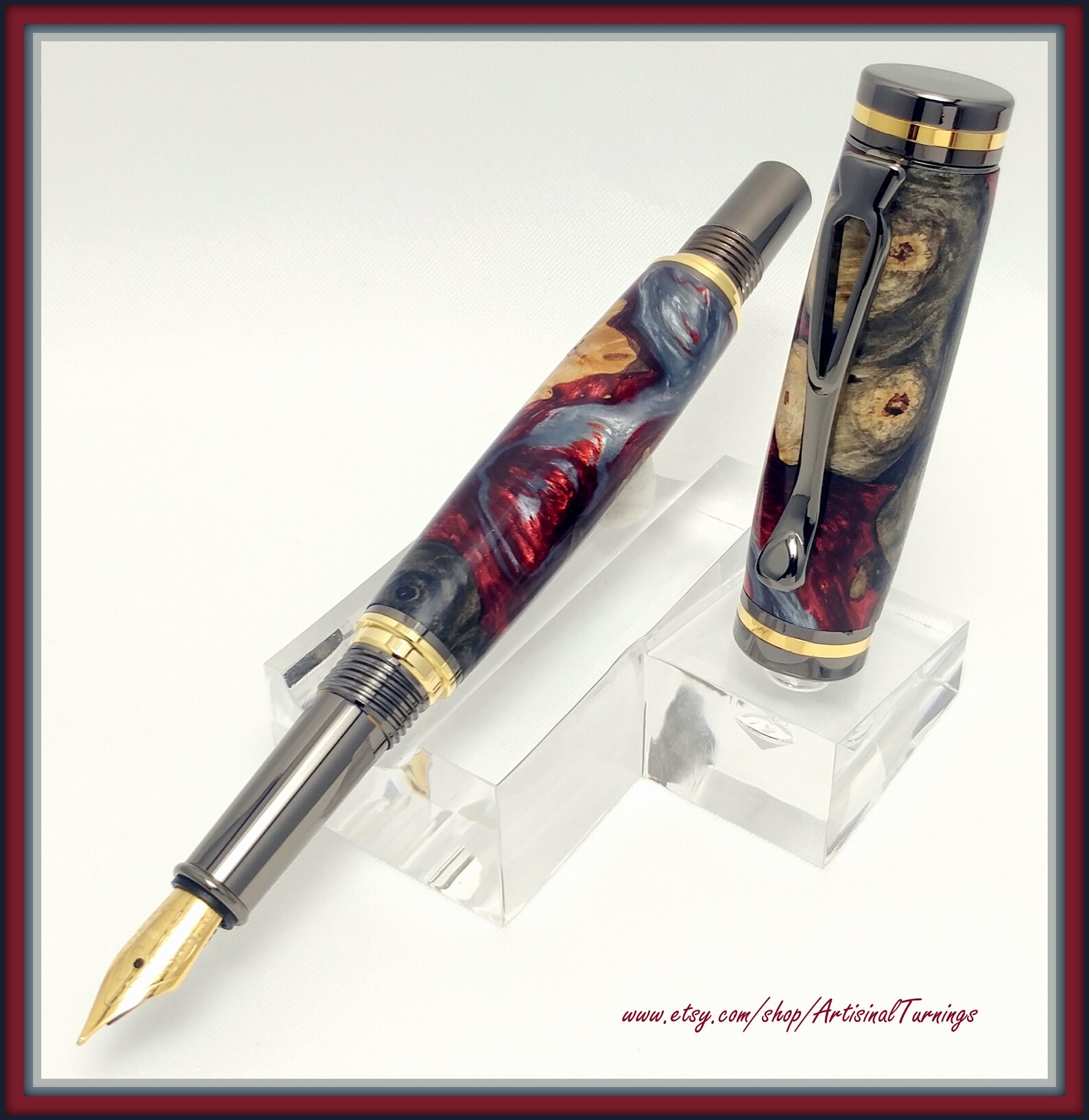 Oro & Pistola Metal Kojent Fountain Pen / Buckeye Burl Hybrid Etsy