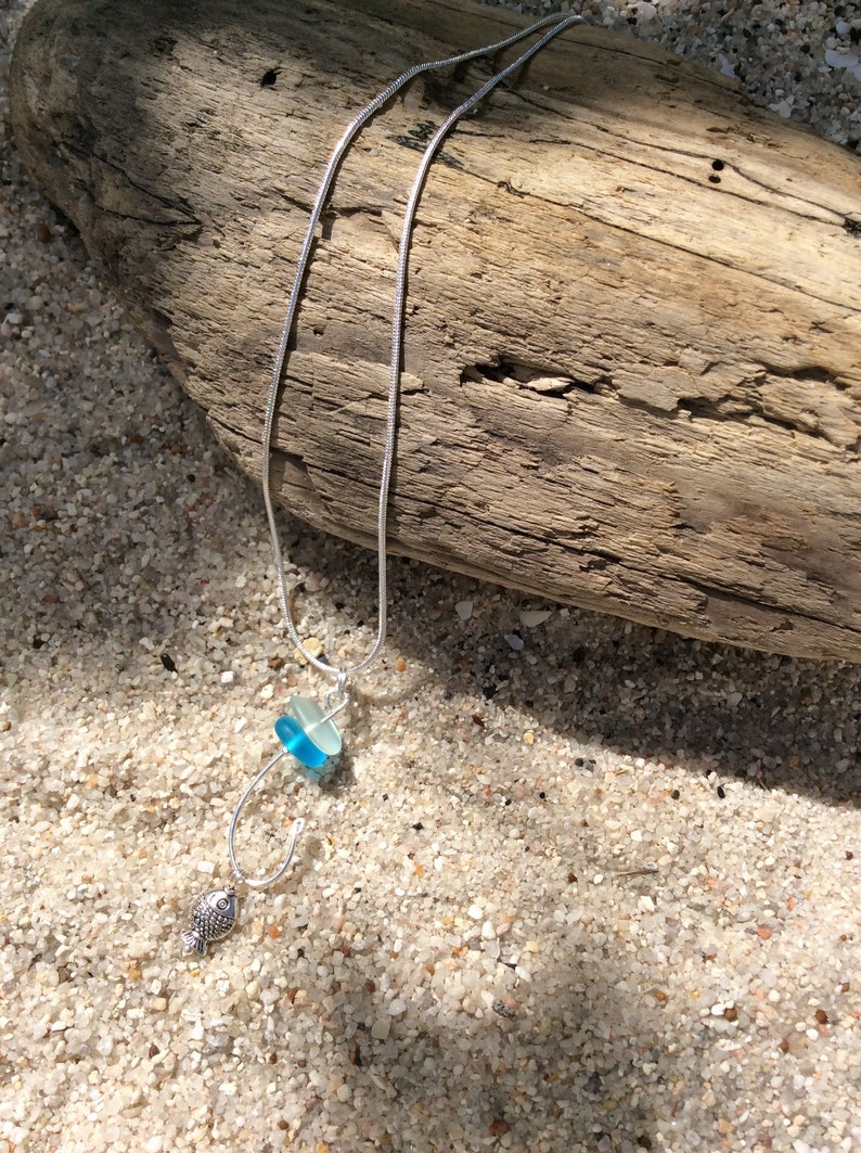 Seaglass catch a fish necklace set