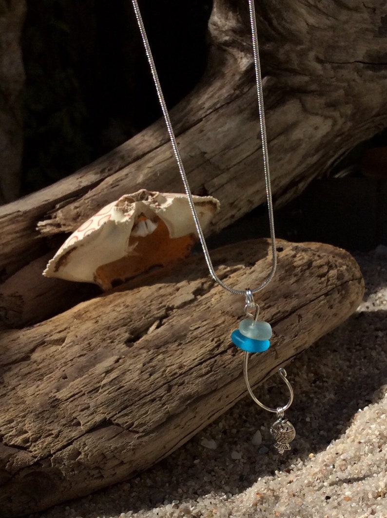 Seaglass catch a fish necklace set