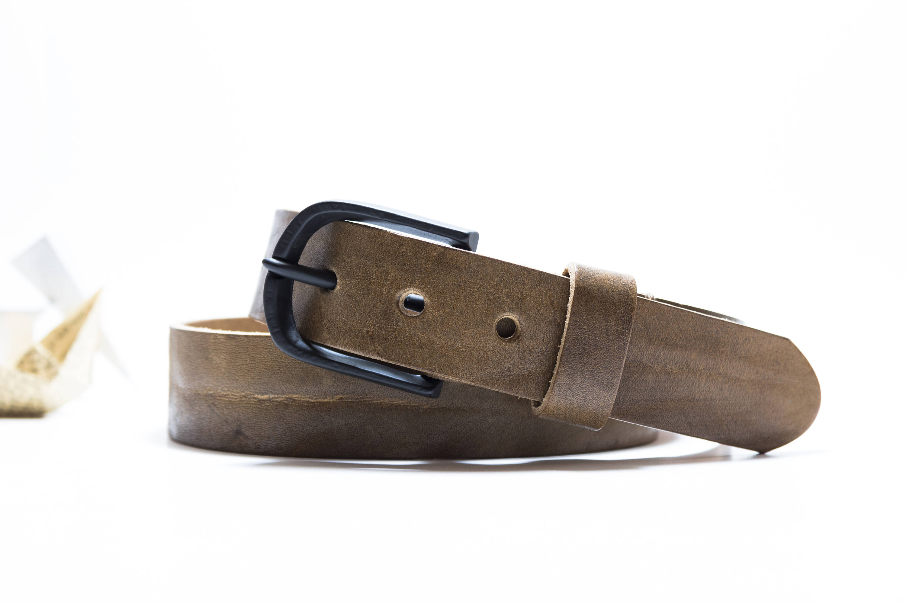 Men Handmade Genuine Leather Black Belt W/ Buckle Rome by Alterskin