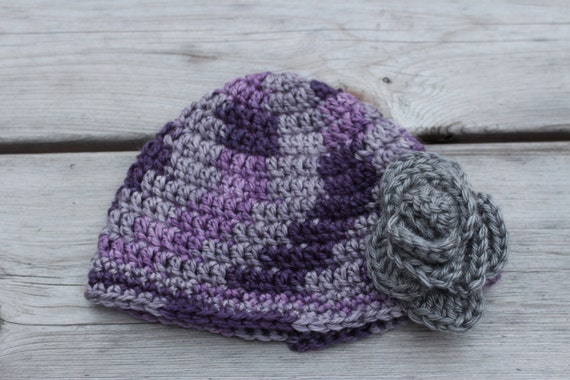 Handmade Crochet Baby Toque Variegated Lilac Purple With  display picture 1