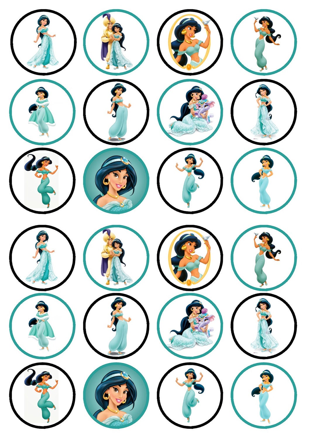 Download Jasmine Princess Aladdin Edible Wafer Rice Paper Cake Cupcake