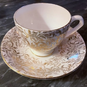 English Teacup and Saucer Set (Possibly Royal Albert)