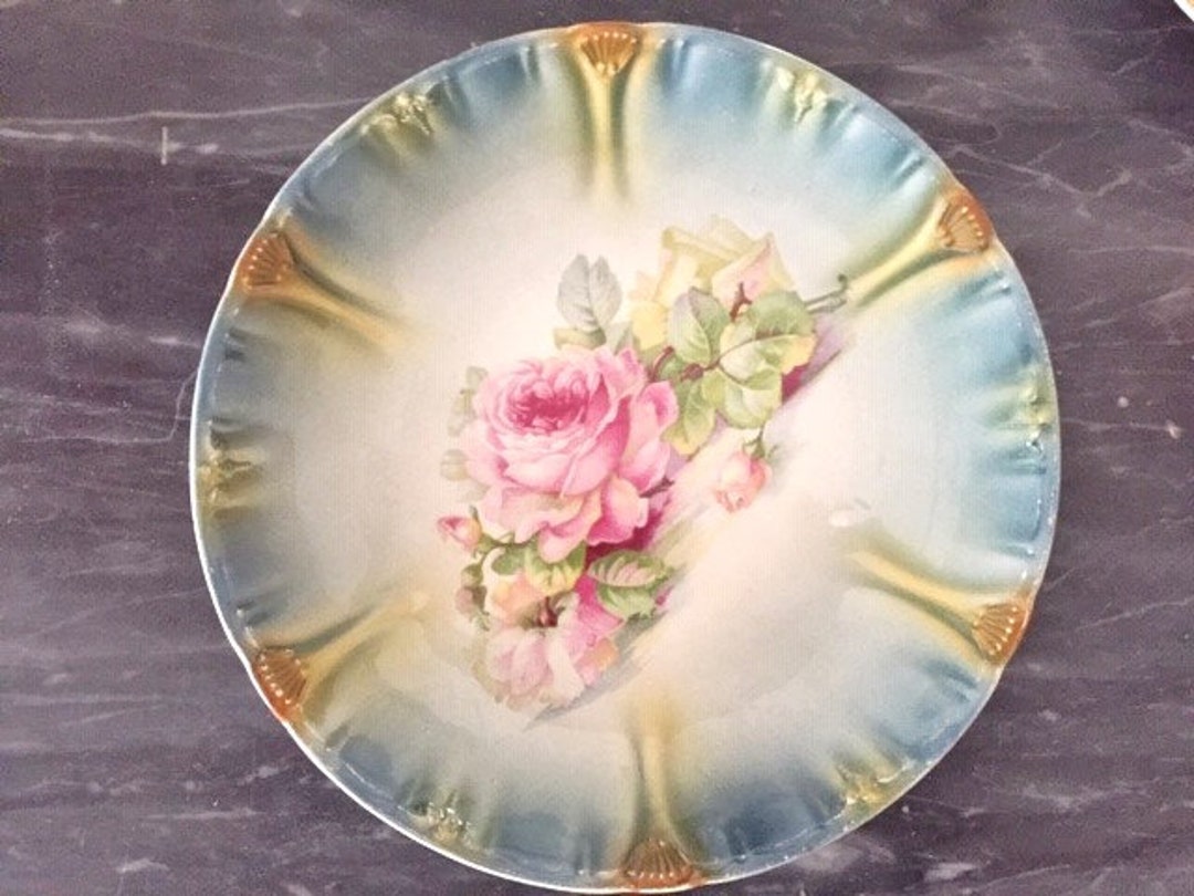 Royal Bonn Franz Mehlem Porcelain Plate Pink Rose Luster Etsy