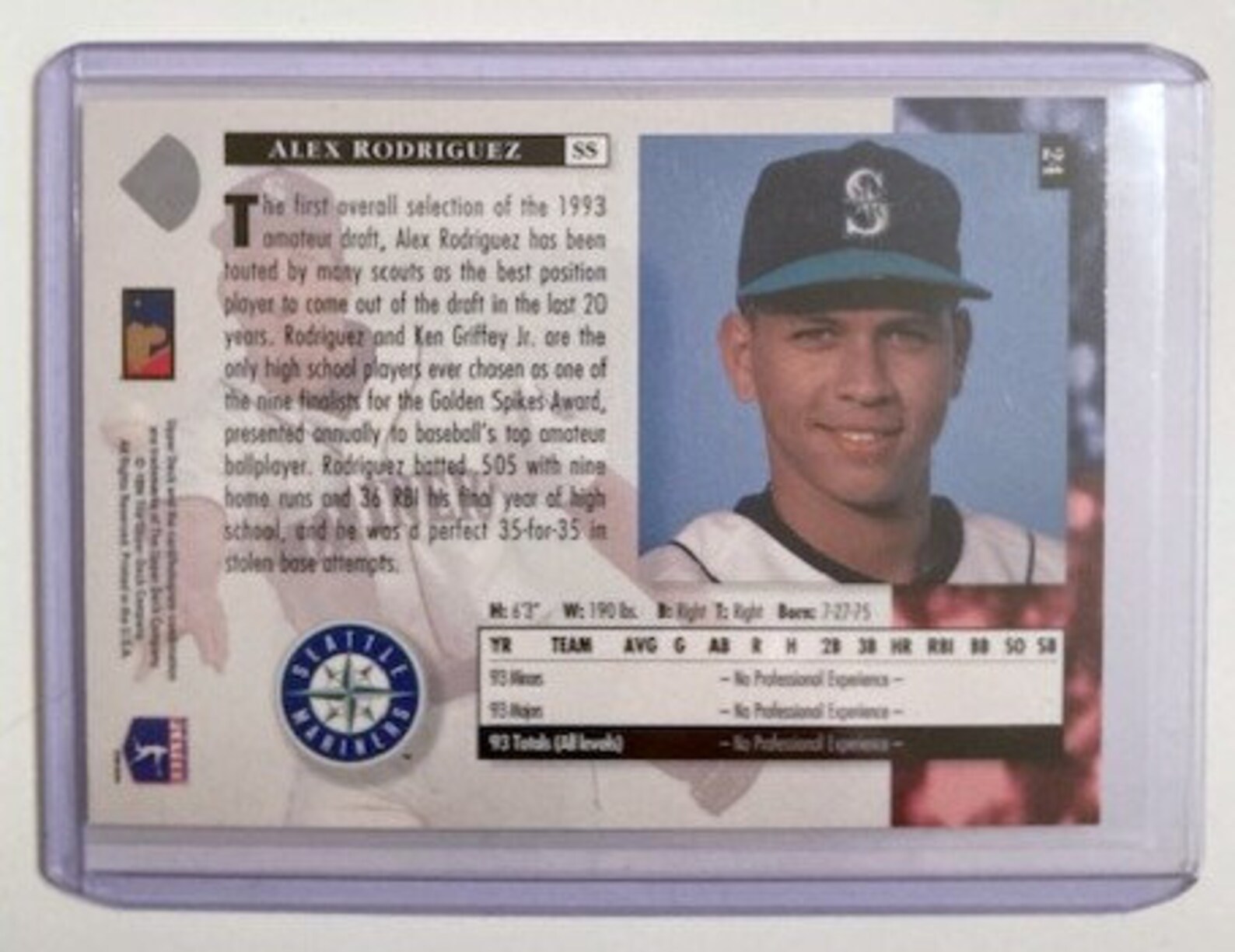 Baseball Rookie Card Alex Rodriguez 1994 Upper Deck 24 Etsy