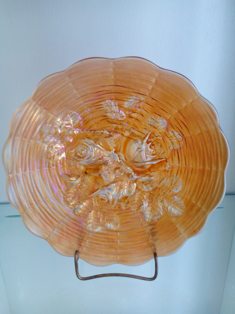 Carnival Glass Plate Rose Show Etsy