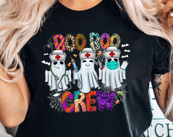 Boo Boo Crew T-Shirt, Halloween Nurse Shirt, Retro Ghost Nurse TShirt, Cute Ghost Nurse Shirt, Spooky Season Shirt, Gift for Nurse, SL2803
