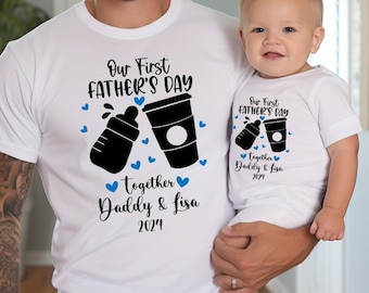 Our 1st Father&#39;s Day Shirt, Daddy and Me Shirts, First Fathers Day Outfits, Custom With Names, Matching New Dad and Baby Shirt, SL2451