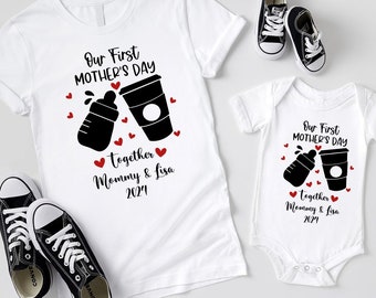 Our 1st Mother's Day Shirt, Mommy and Me Shirts, First Mothers Day Outfits, Custom With Names, Matching New Mom and Baby Shirt, SL2007