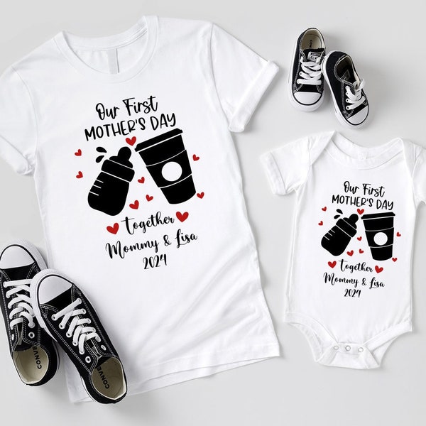 Our 1st Mother's Day Shirt, Mommy and Me Shirts, First Mothers Day Outfits, Custom With Names, Matching New Mom and Baby Shirt, SL2007