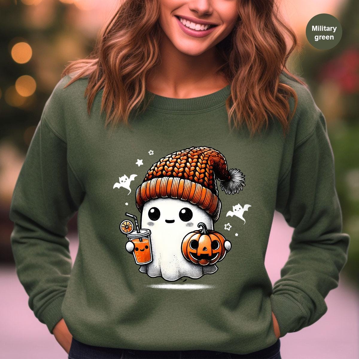Cute Ghost Sweatshirt, Funny Spooky Hooded Sweatshirt, Womens Ghost Hoodie, Spooky Season, Halloween Party Shirt, Fall Ghost Sweater, SL3036