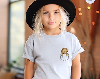 Pocket Lion T-Shirt, Birthday Lion Shirt, Pocket Lion Toddler, Lion Youth Shirt, Lion Lover Shirt, Gifts for Kids, Animal Love Shirt, SL0642