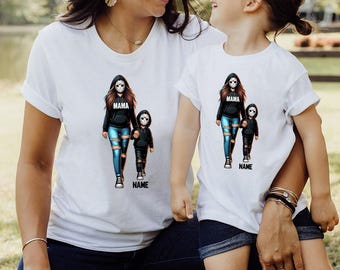 Halloween Horror Mama Custom Kids Name Shirt, Custom Spooky Mama Shirt, Family Spooky Season Shirt, Killer Halloween Shirt, SL2886