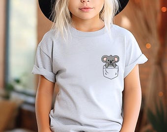 Pocket Koala T-Shirt, Birthday Koala Shirt, Pocket Koala Toddler, Koala Youth Shirt, Koala Lover Shirt, Gifts for Kids, Animal Love, SL0643