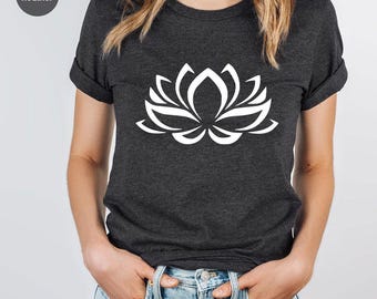 Lotus Flower T-Shirt, Yoga T-shirt, Meditation T-shirt, Cute Lotus Flower T-shirt, Holiday Gift for Her, Holiday Gift for Him QB1139