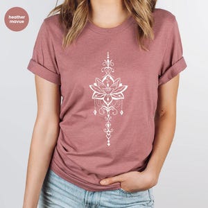 Lotus Flower T-Shirt, Yoga T-shirt, Meditation T-shirt, Cute Lotus Flower T-shirt, Holiday Gift for Her, Holiday Gift for Him SL0433 image 2