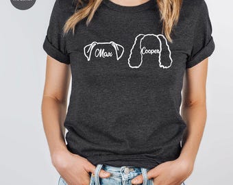 Custom Dog Ears T-Shirt With Name, Dog Mom Shirt, Dog Lover Shirt, New Dog Owner Shirt, Dog Dad Gift, Personalized Puppy Ear Tee, SL3480