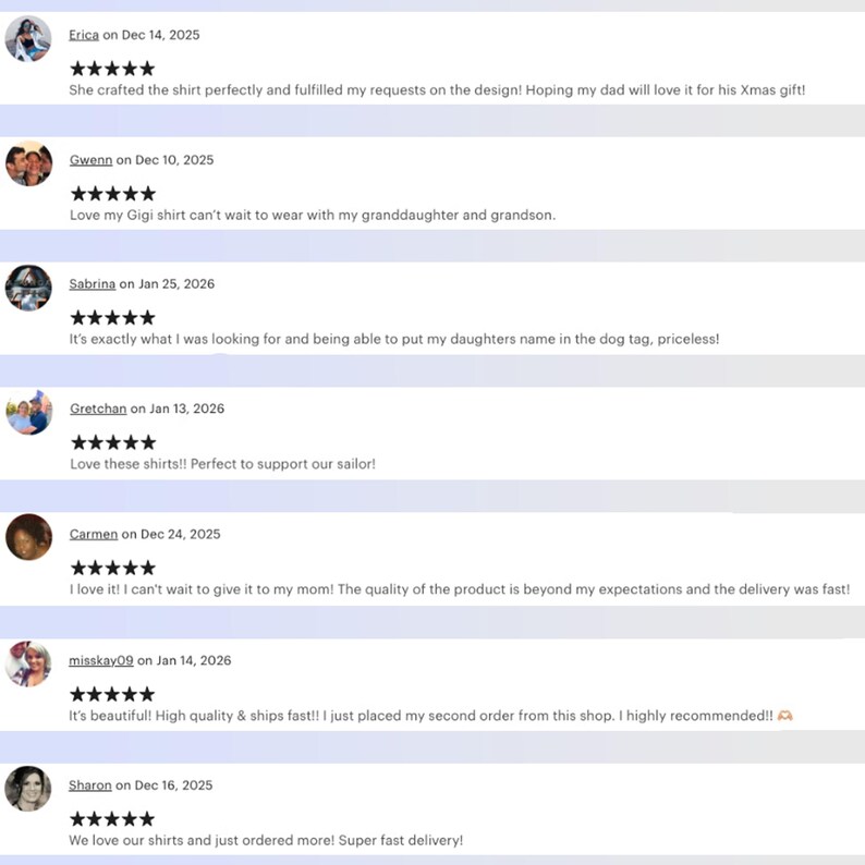 a collection of customer reviews for a product, specifically a shirt, with varying ratings and feedback. The reviews express satisfaction with the product, with some mentioning the shirt's quality and the ease of ordering. The image does not contain any text that can be described in more detail, as it is a collage of individual customer reviews.