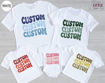 Personalized Text Colored Shirt, Custom Wavy Text T-Shirt, Retro Design Gift Tee, SL5300