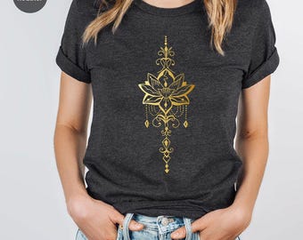 Lotus Flower T-Shirt, Yoga T-shirt, Meditation T-shirt, Cute Lotus Flower T-shirt, Holiday Gift for Her, Holiday Gift for Him SL0433