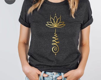 Lotus Flower TShirt, Yoga Graphic Tees, Botanical Shirt, Yoga Lover Shirt, Inspirational Shirt, Boho Style Shirt, Gift for Mom, SL454