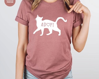 Adopt T Shirt, Gift for Cat Lover Shirt, Animal Rescue T-Shirt, Pet Adoption Shirt, Adopt Rescue Foster Cat Mom Shirt, QB0093