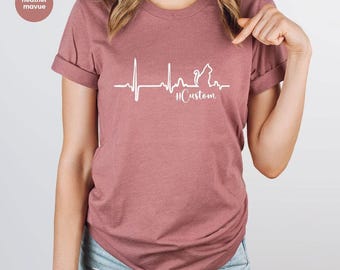 Custom Cat Heartbeat T-Shirt, Cat Lover Shirt, Heartbeat Shirt, Cat Lover Gifts, Cat Owner Tshirt, Cat Mom Shirt, Animal Lover Shirt, SL2659
