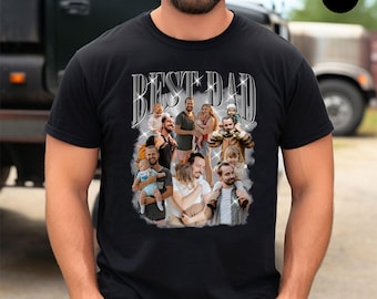 Custom Photo Best Dad Bootleg Rap Shirt, Personalized Dad Grandpa Face Collage Tee, Best Dad Shirt, Vintage Fathers Day T-Shirt