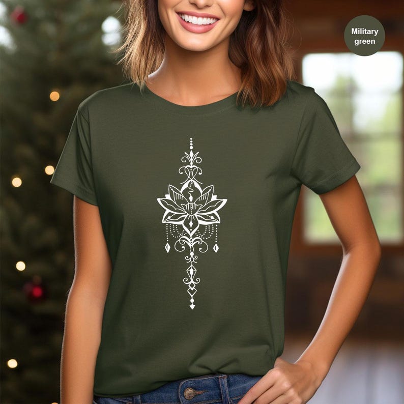 Lotus Flower T-Shirt, Yoga T-shirt, Meditation T-shirt, Cute Lotus Flower T-shirt, Holiday Gift for Her, Holiday Gift for Him SL0433 image 4