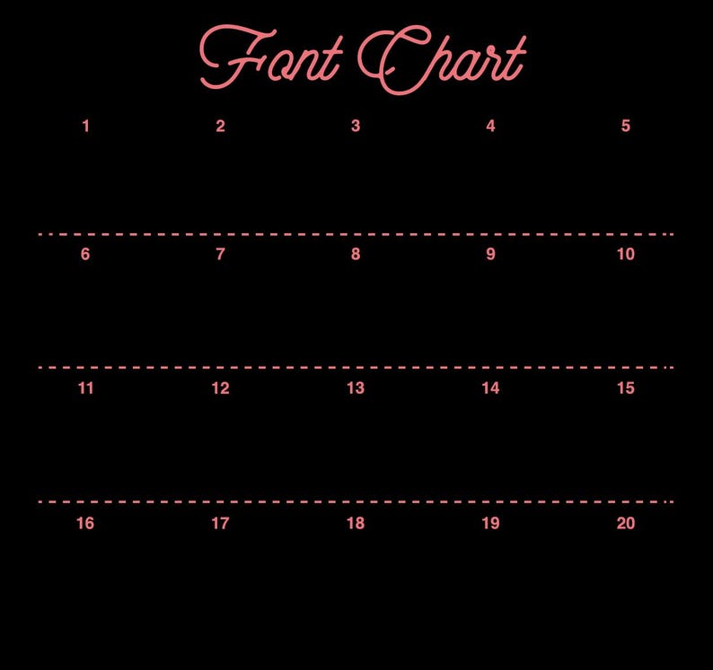 the font chart for a custom text