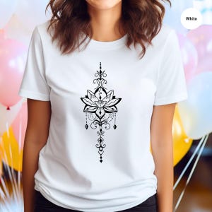 Lotus Flower T-Shirt, Yoga T-shirt, Meditation T-shirt, Cute Lotus Flower T-shirt, Holiday Gift for Her, Holiday Gift for Him SL0433 image 5