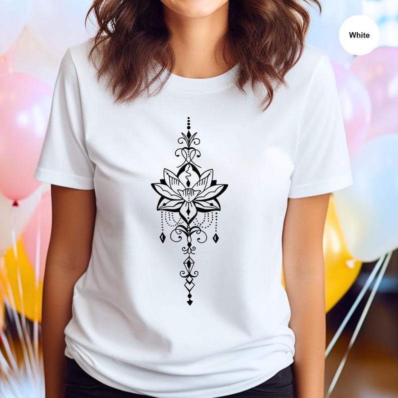 Lotus Flower T-Shirt, Yoga T-shirt, Meditation T-shirt, Cute Lotus Flower T-shirt, Holiday Gift for Her, Holiday Gift for Him SL0433 image 5