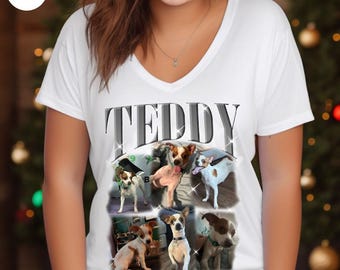 Custom Bootleg V-Neck Shirts, Photo Vintage Shirts, Insert Your Design Tee, Personalized Tees, Boyfriend Girlfriend Birthday Valentines Gift